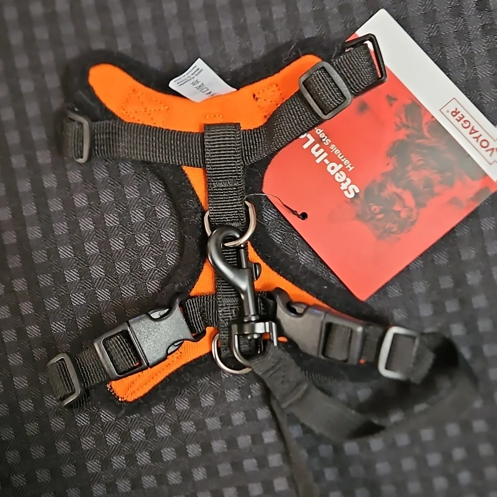 Voyager, Step-In Lock, Harness, Leash, Size XS, Cat, Adjustable, Orange & Black